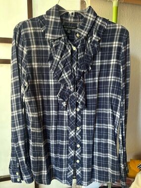 Banana Republic Plaid Ruffle Button-Up Shirt Bundle